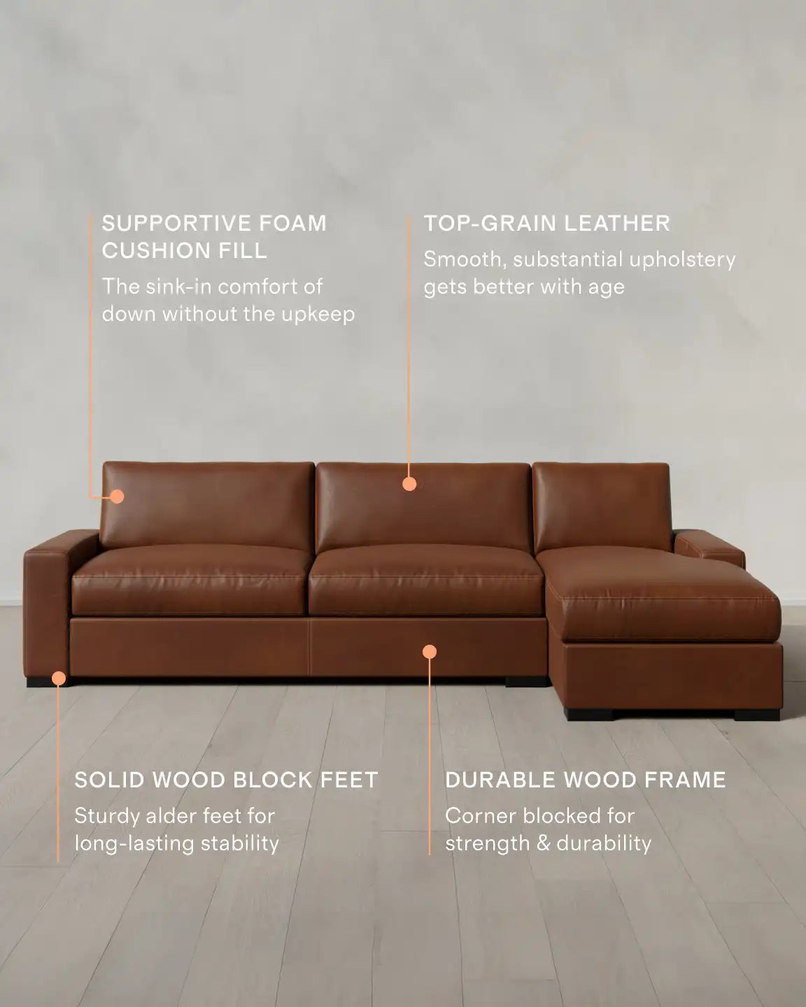 Stillman Chaise Sectional in Leather
