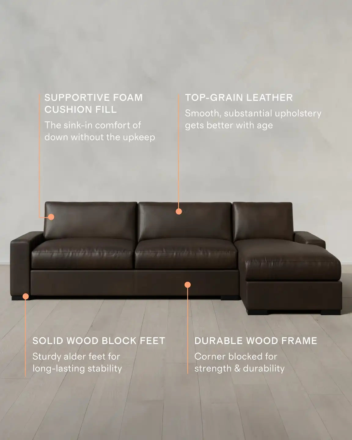 Stillman Chaise Sectional in Leather