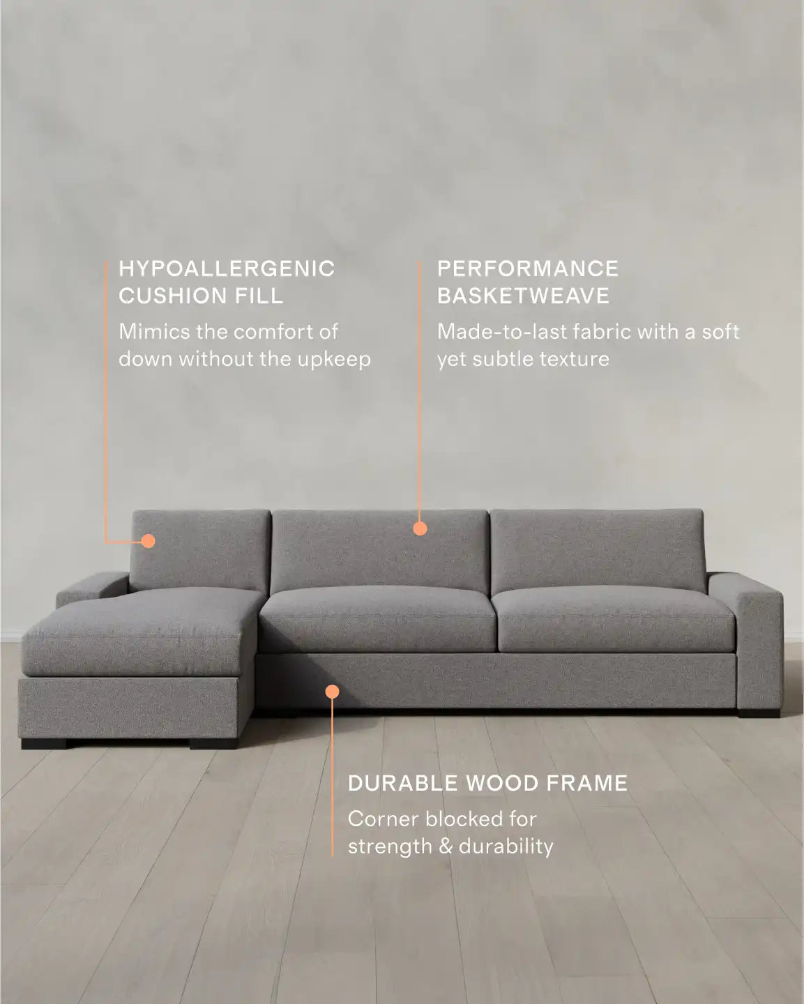 Stillman Chaise Sectional in Performance Basketweave