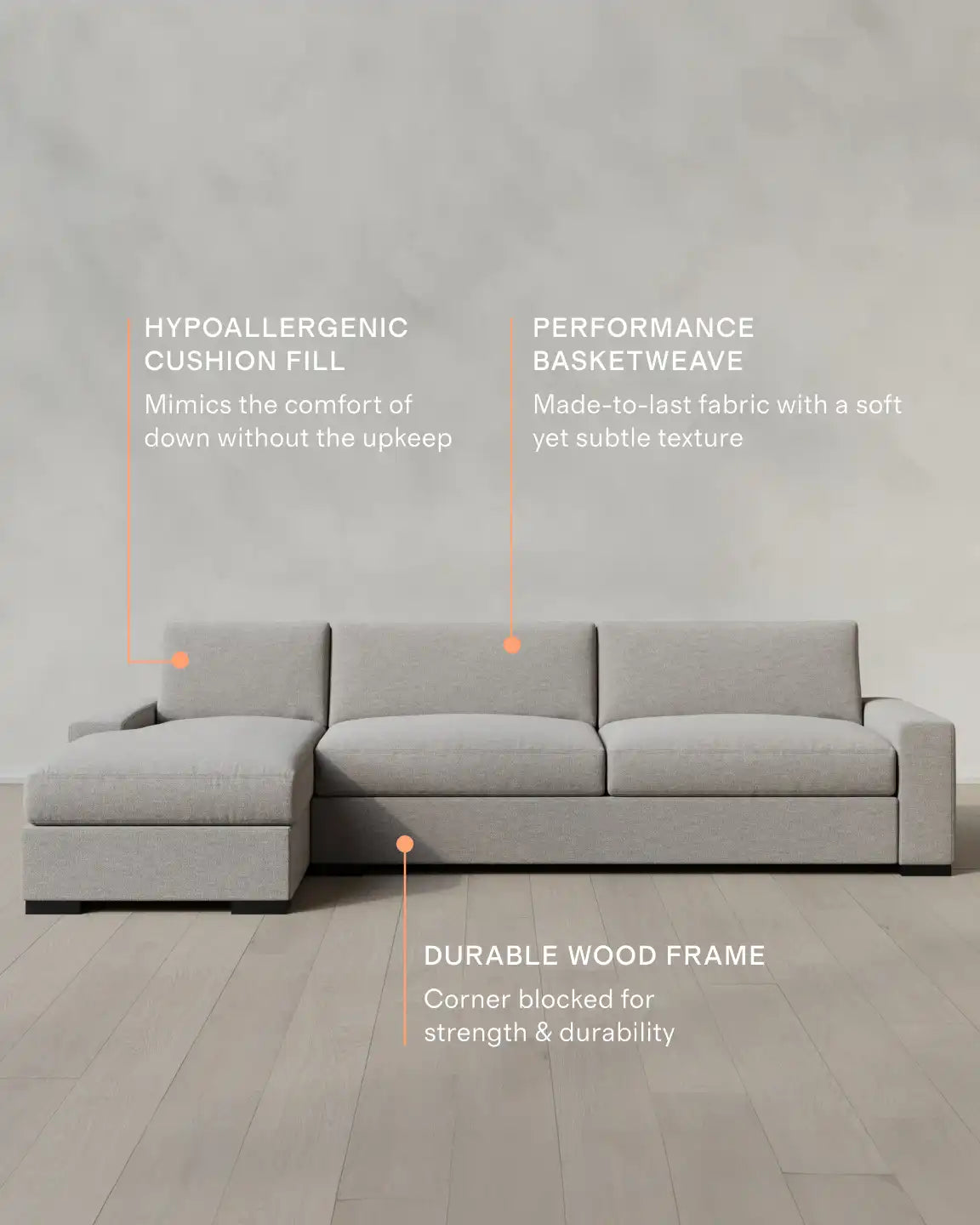 Stillman Chaise Sectional in Performance Basketweave