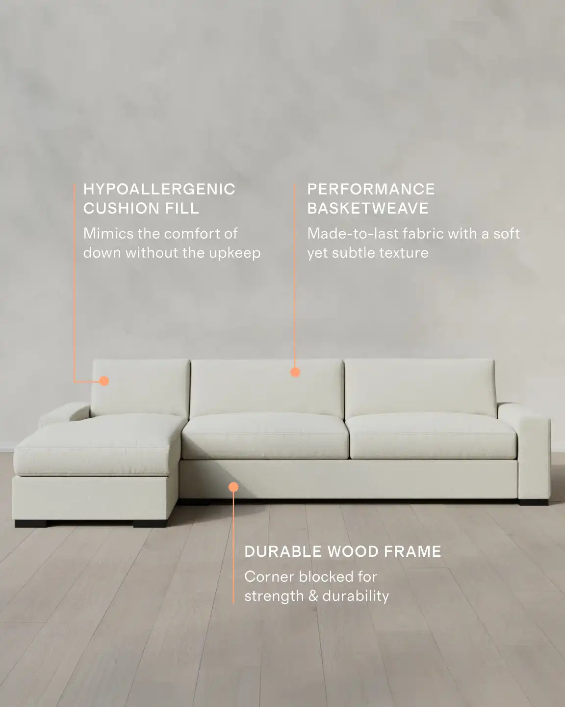 Stillman Chaise Sectional in Performance Basketweave