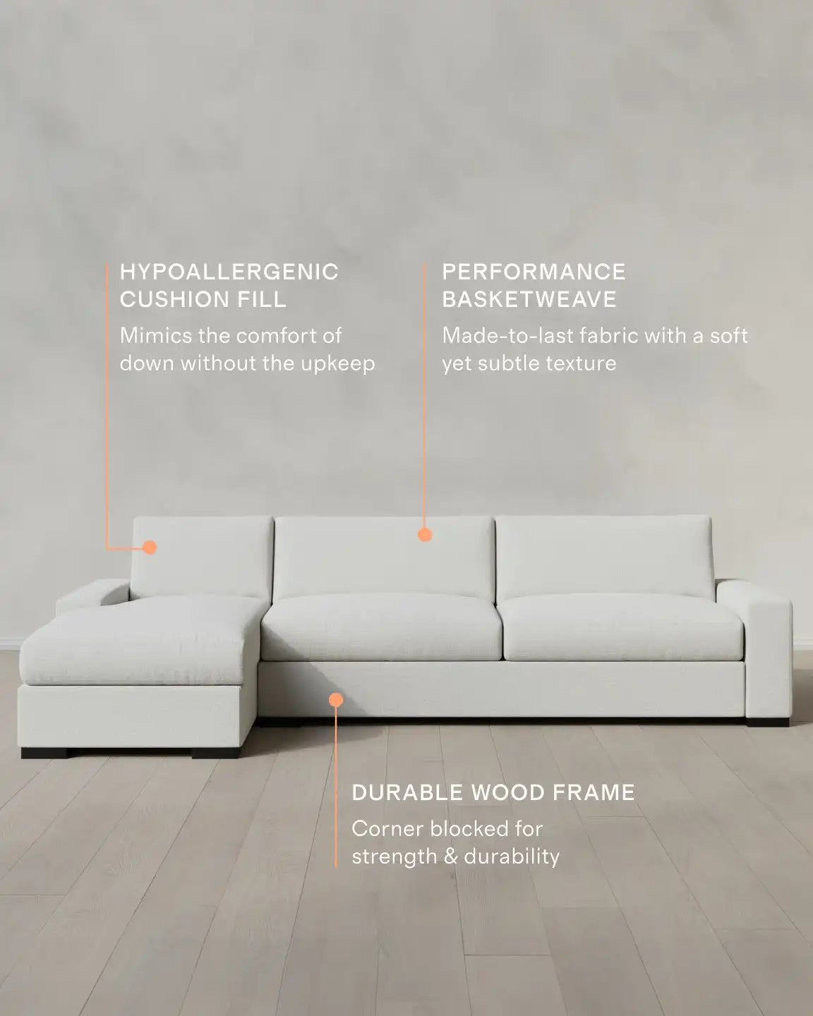 Stillman Chaise Sectional in Performance Basketweave