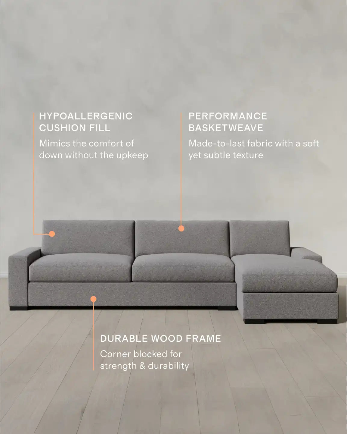 Stillman Chaise Sectional in Performance Basketweave