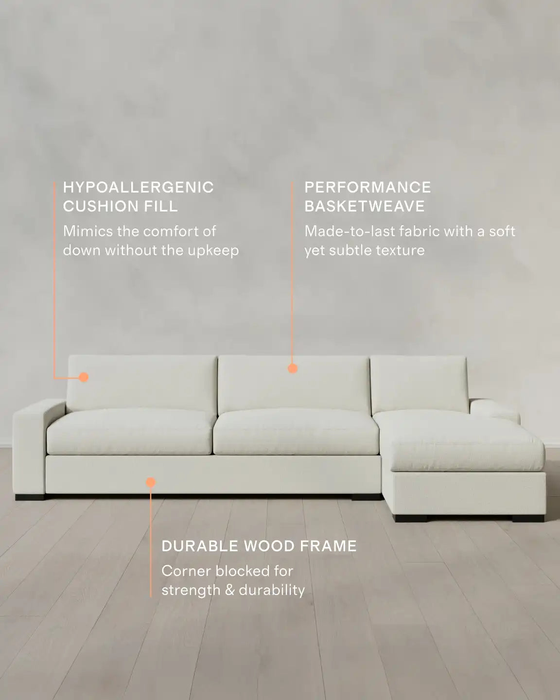 Stillman Chaise Sectional in Performance Basketweave