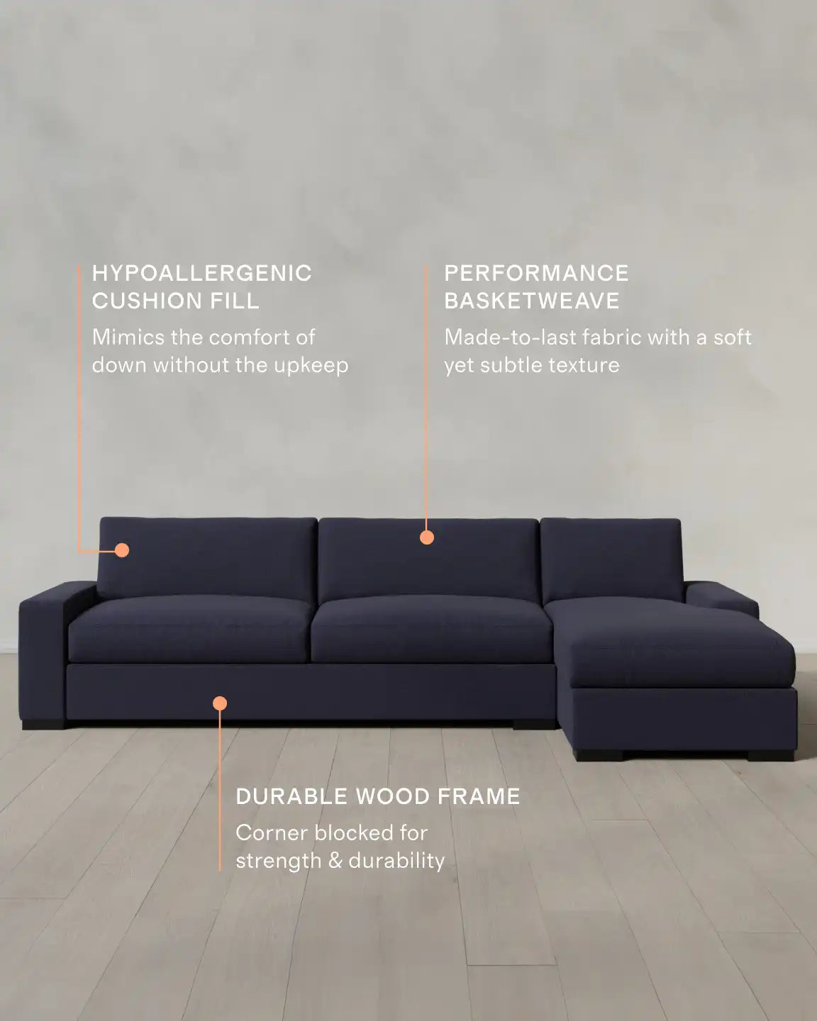 Stillman Chaise Sectional in Performance Basketweave