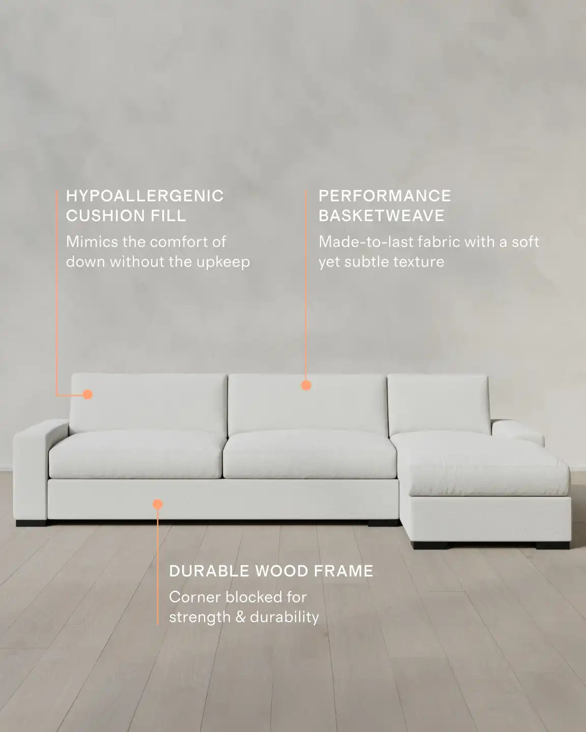 Stillman Chaise Sectional in Performance Basketweave