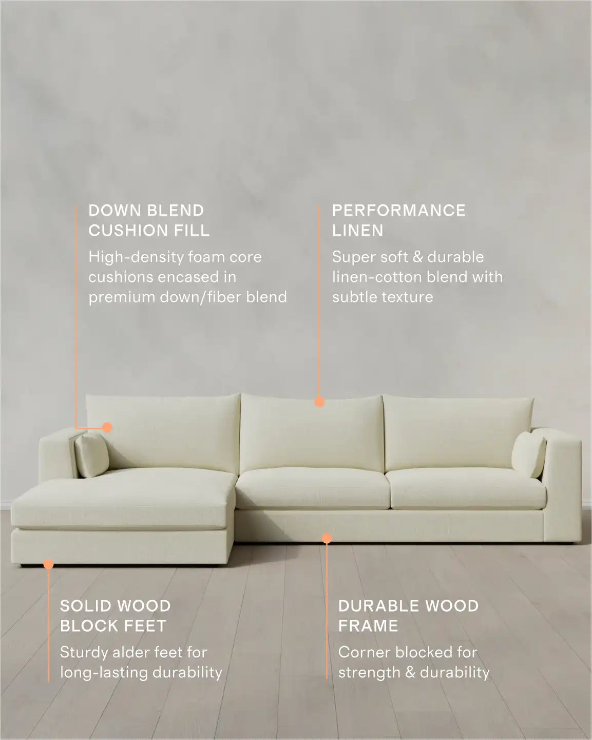 Oasis Chaise Sectional in Performance Linen