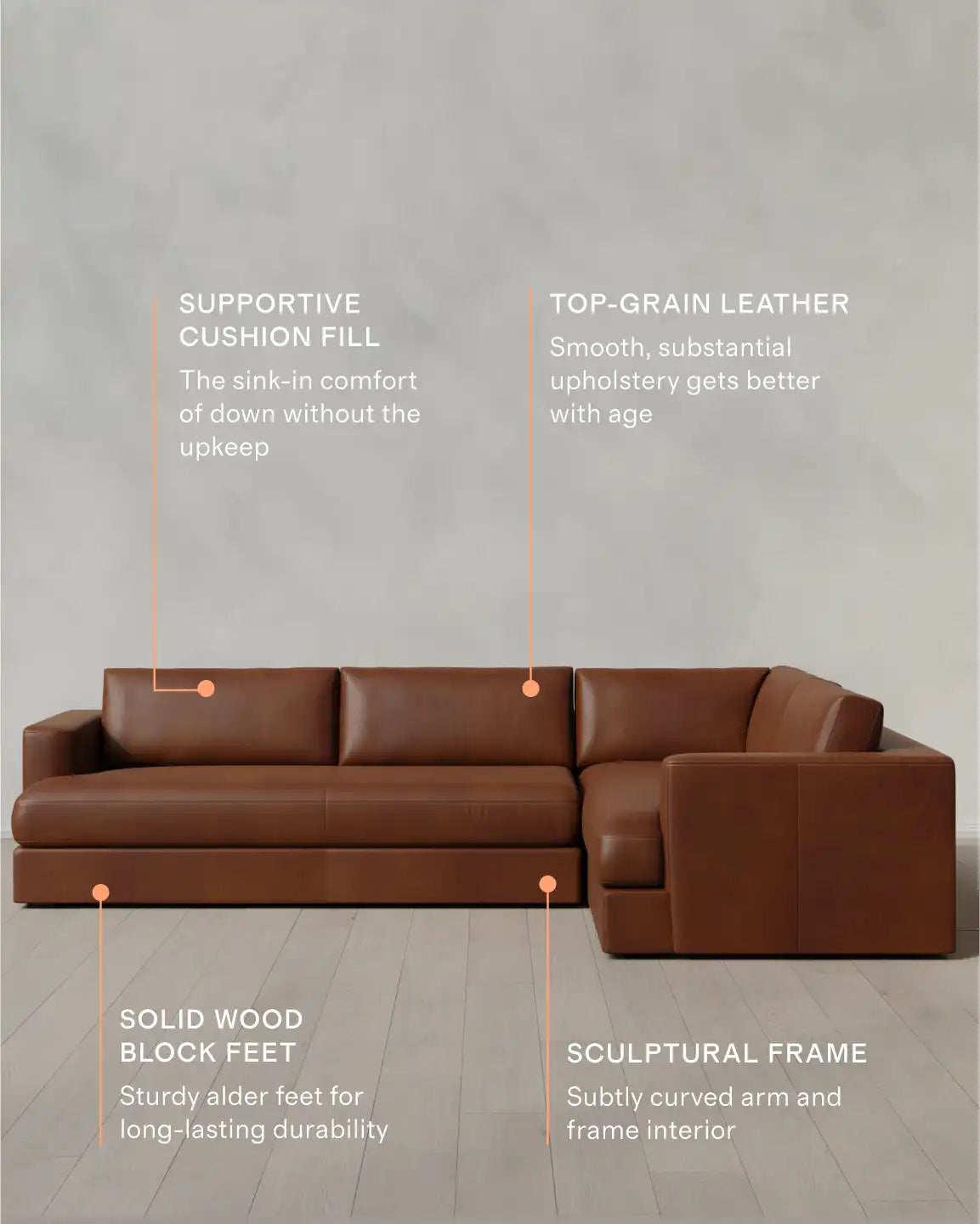 Sierra Curved Arm L Sectional in Leather