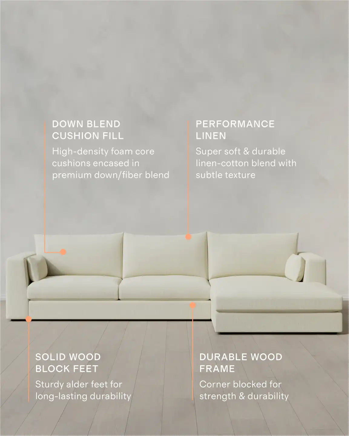 Oasis Chaise Sectional in Performance Linen