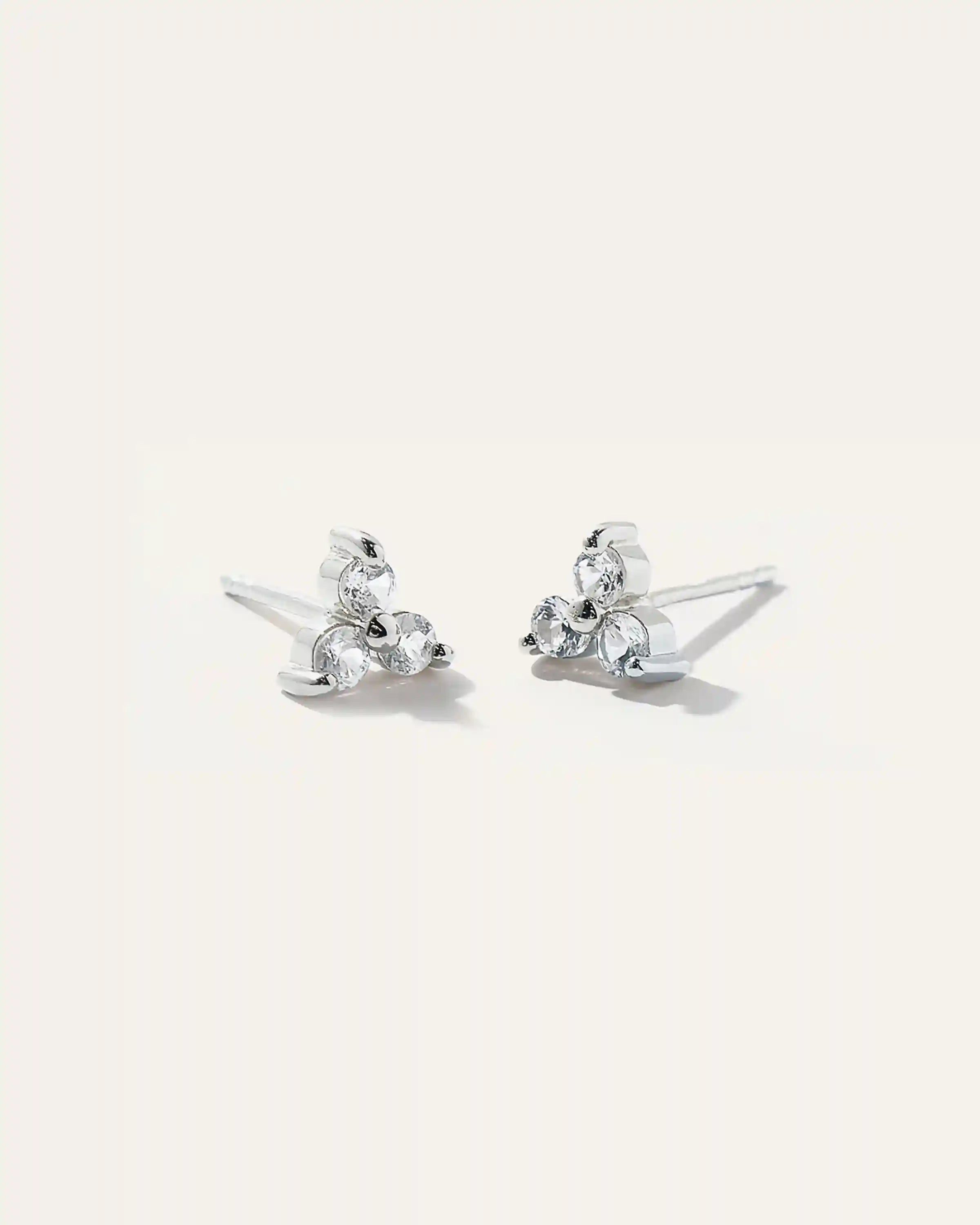 White Sapphire Triad Studs