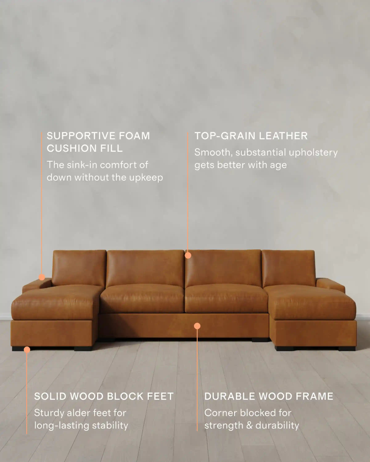 Stillman U Sectional in Leather