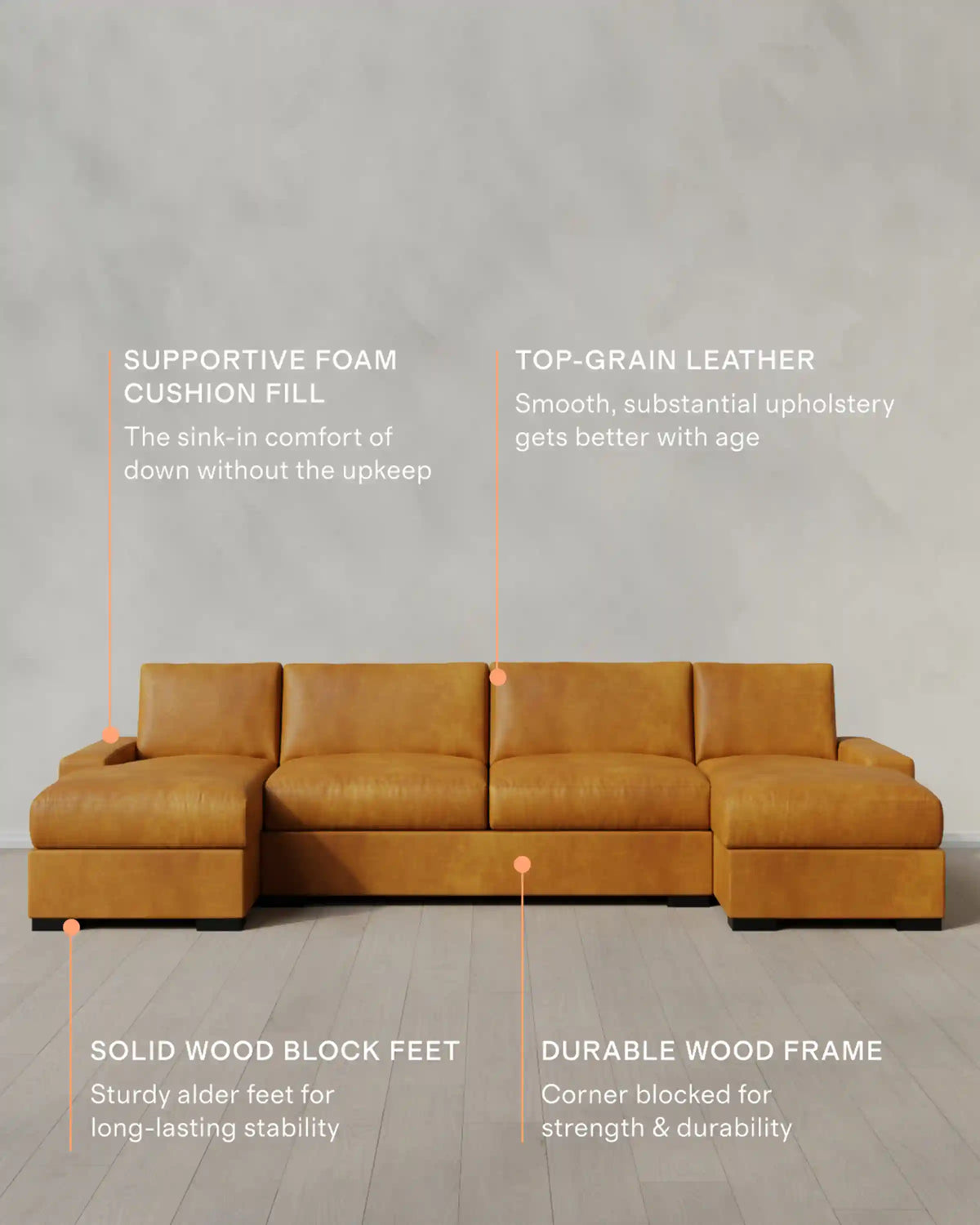 Stillman U Sectional in Leather