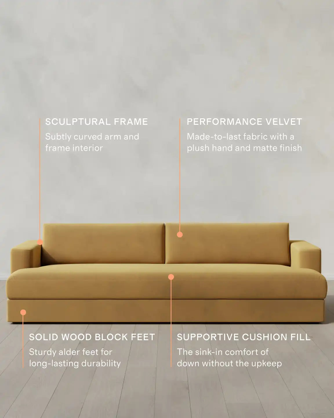 Sierra Curved Arm Sofa in Performance Velvet