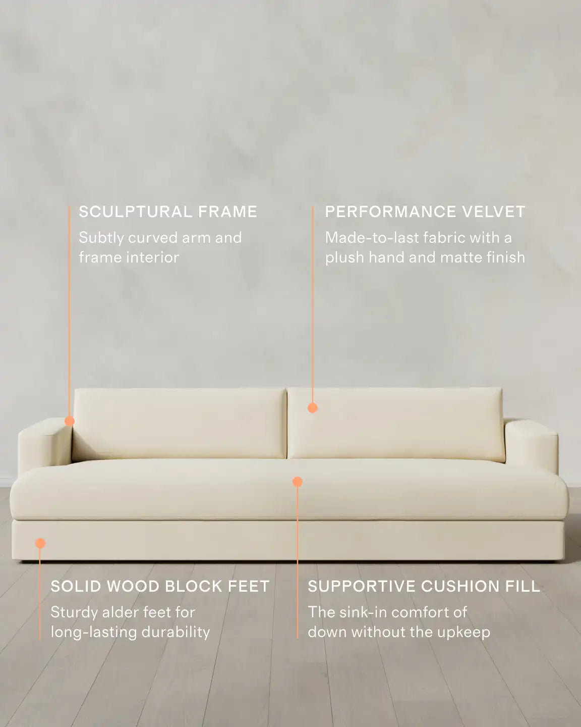 Sierra Curved Arm Sofa in Performance Velvet
