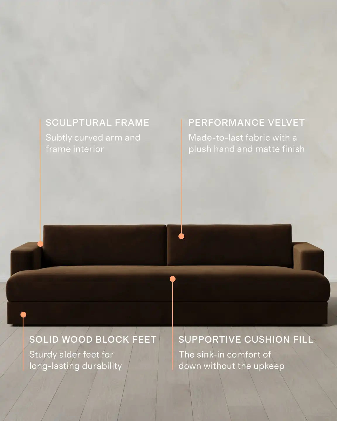 Sierra Curved Arm Sofa in Performance Velvet