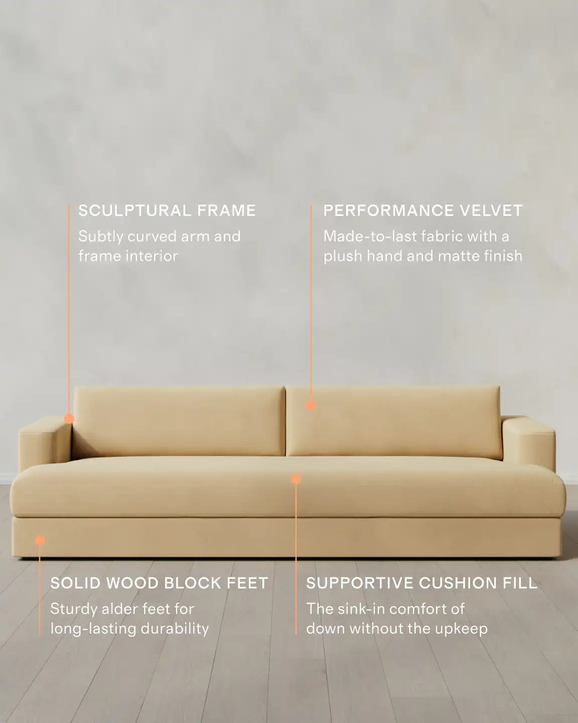 Sierra Curved Arm Sofa in Performance Velvet