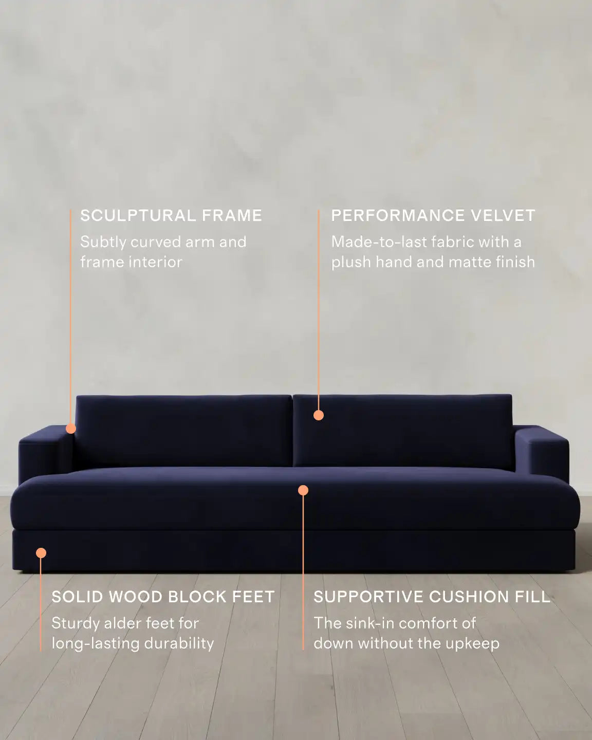 Sierra Curved Arm Sofa in Performance Velvet