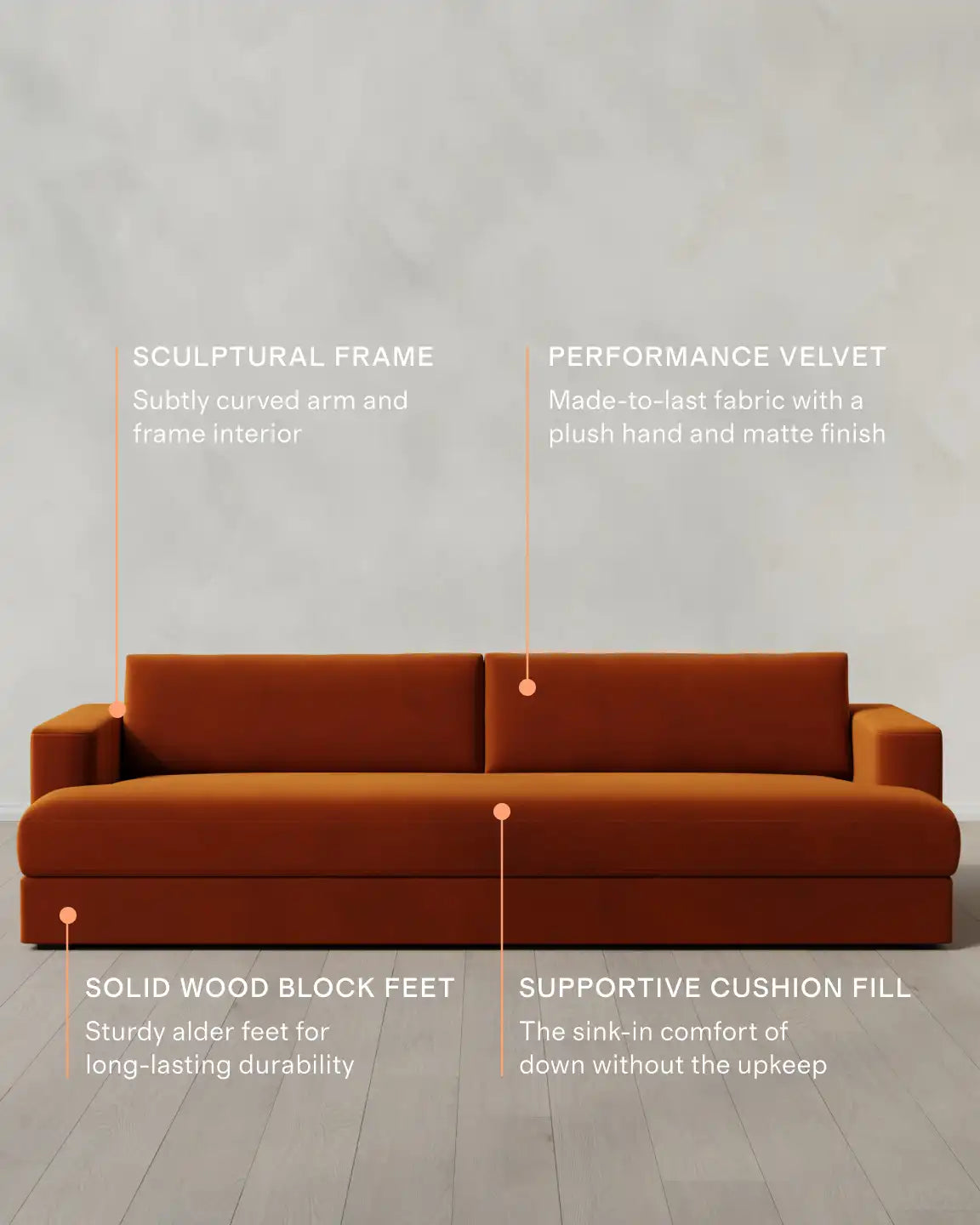 Sierra Curved Arm Sofa in Performance Velvet