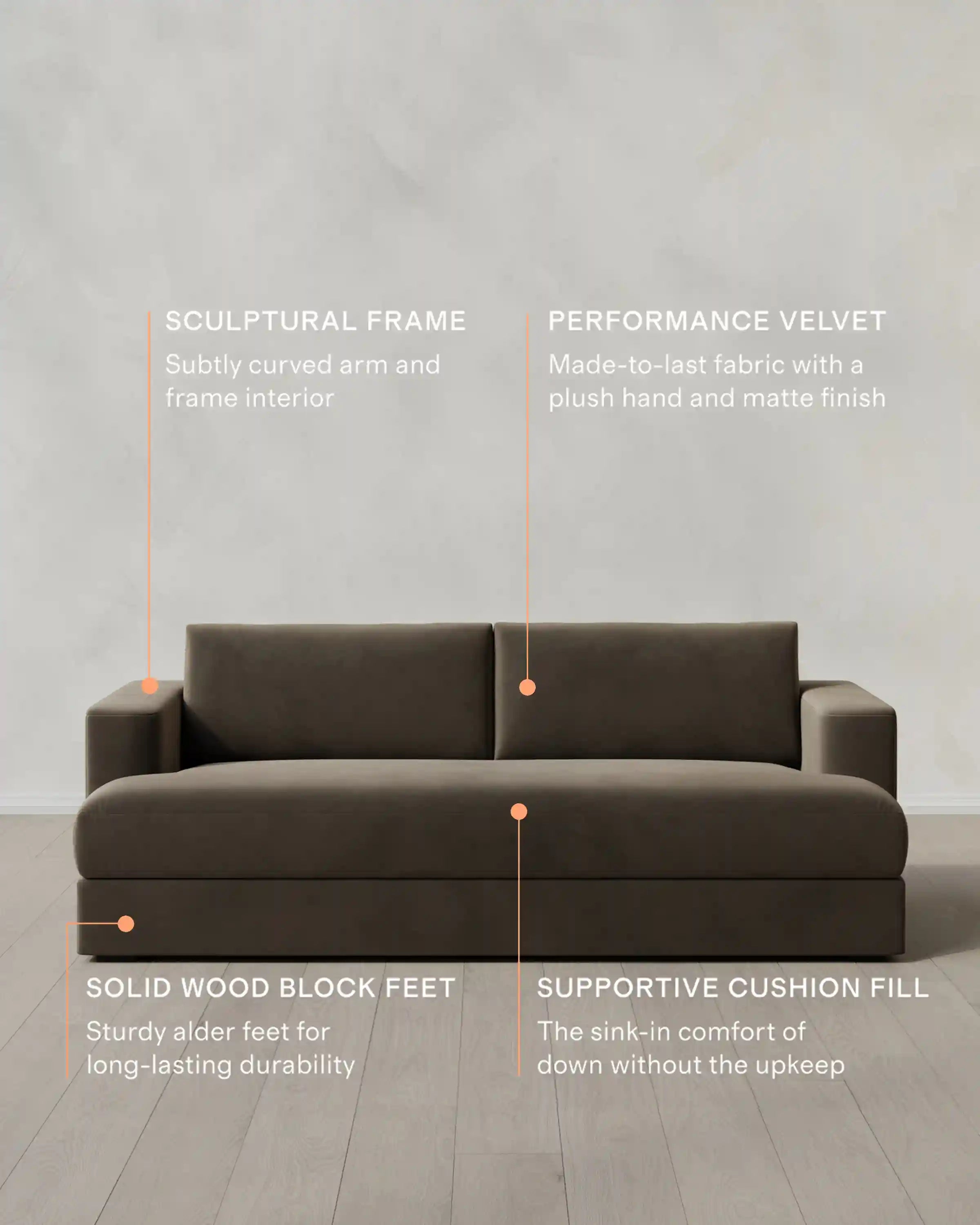 Sierra Curved Arm Sofa in Performance Velvet