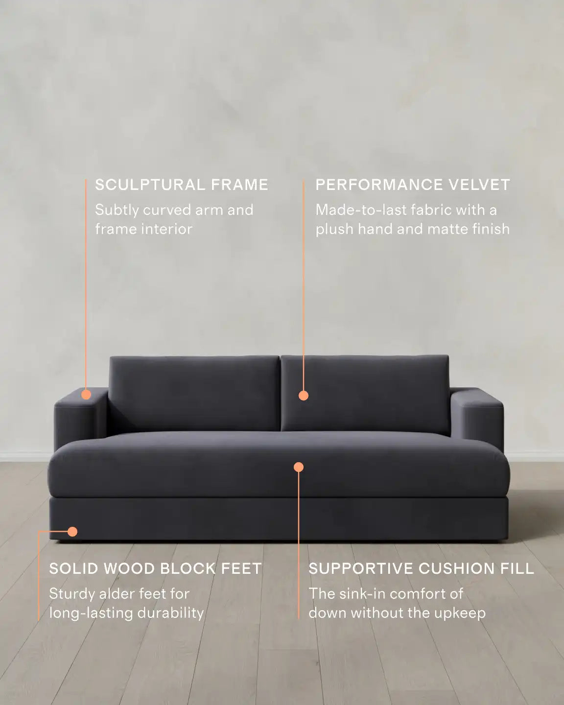 Sierra Curved Arm Sofa in Performance Velvet