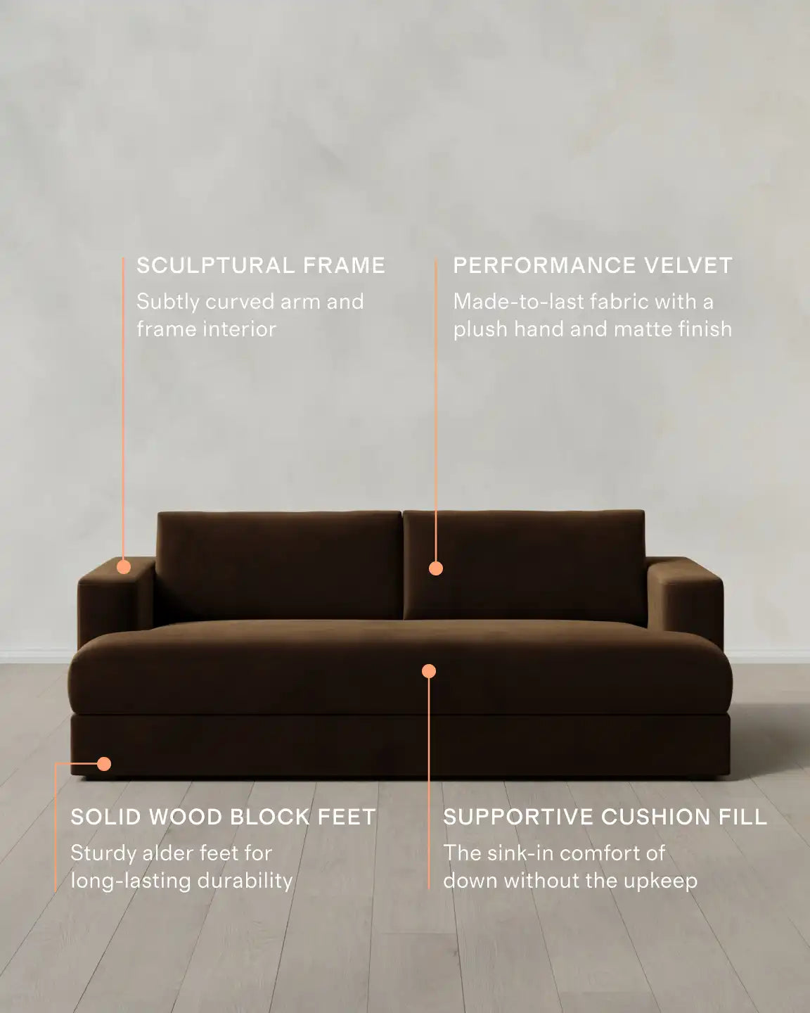 Sierra Curved Arm Sofa in Performance Velvet
