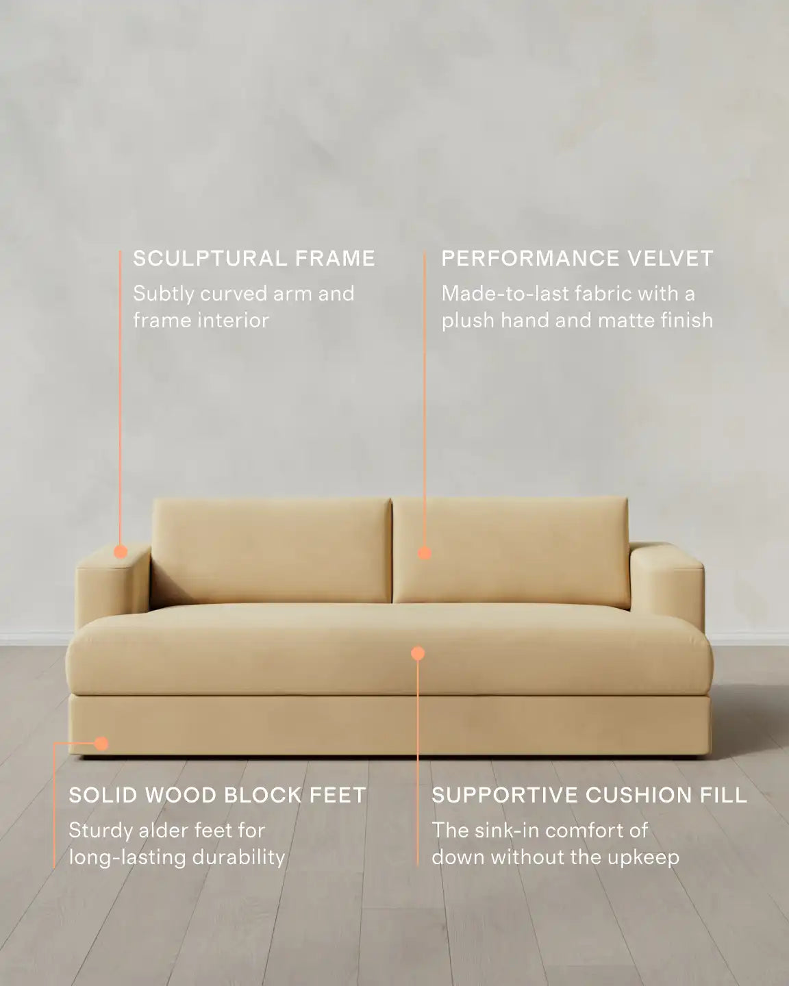 Sierra Curved Arm Sofa in Performance Velvet