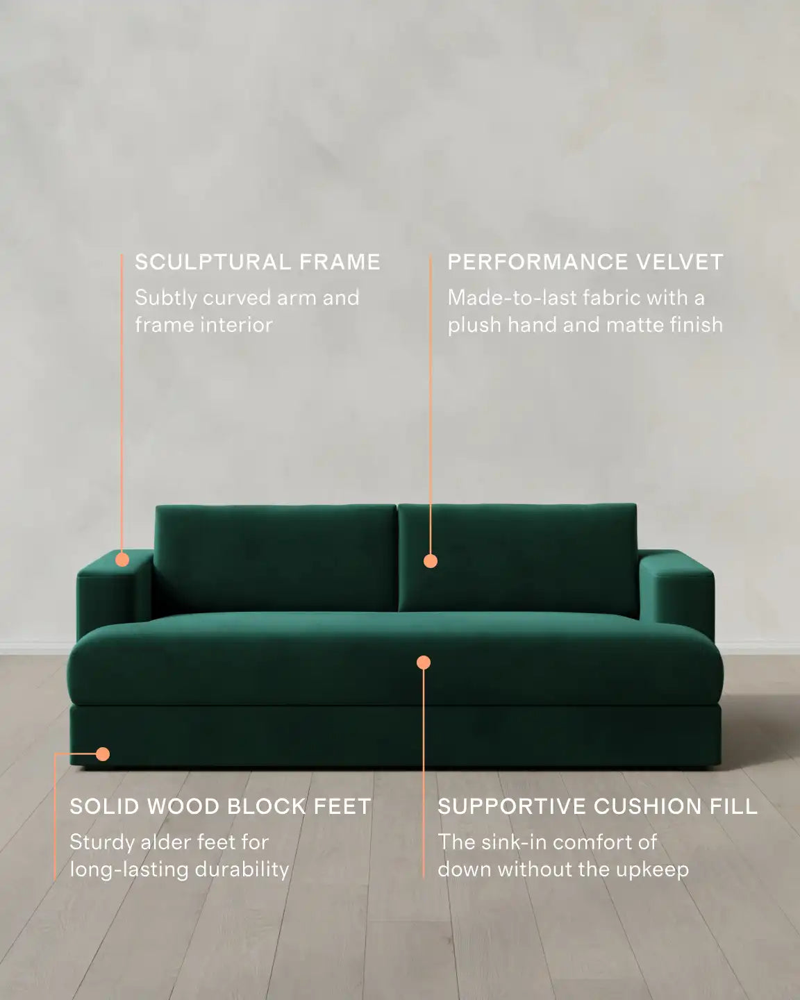 Sierra Curved Arm Sofa in Performance Velvet