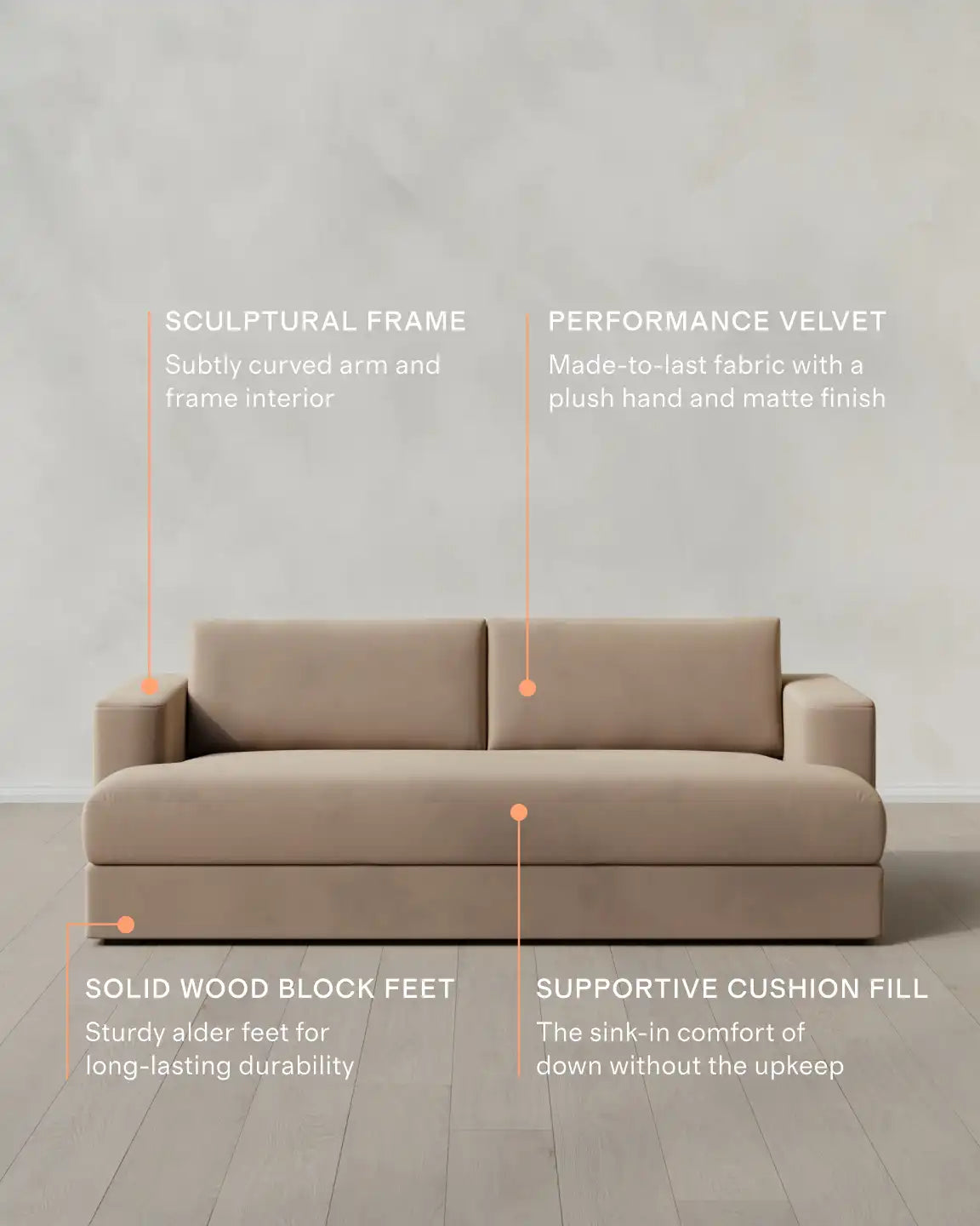 Sierra Curved Arm Sofa in Performance Velvet