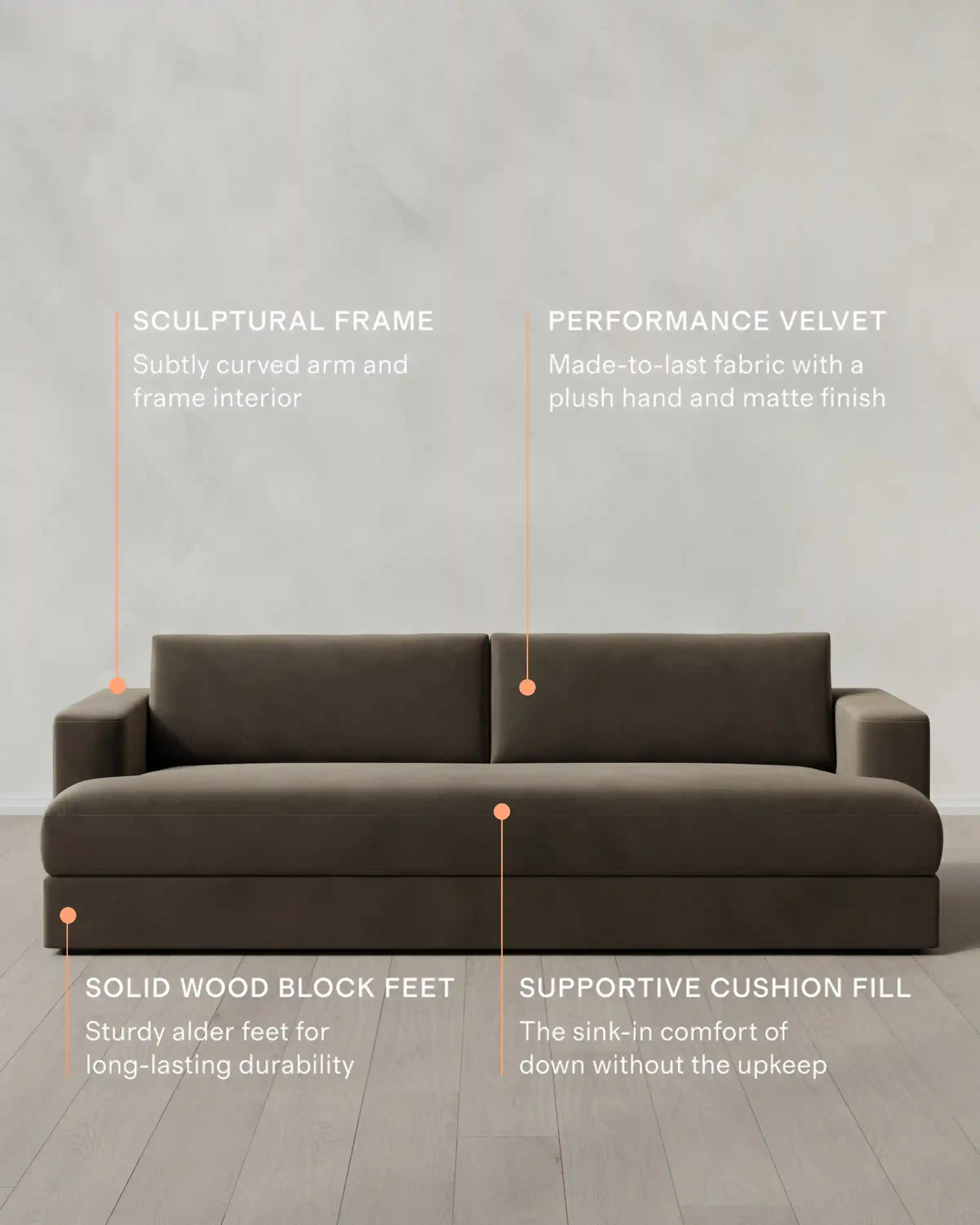 Sierra Curved Arm Sofa in Performance Velvet