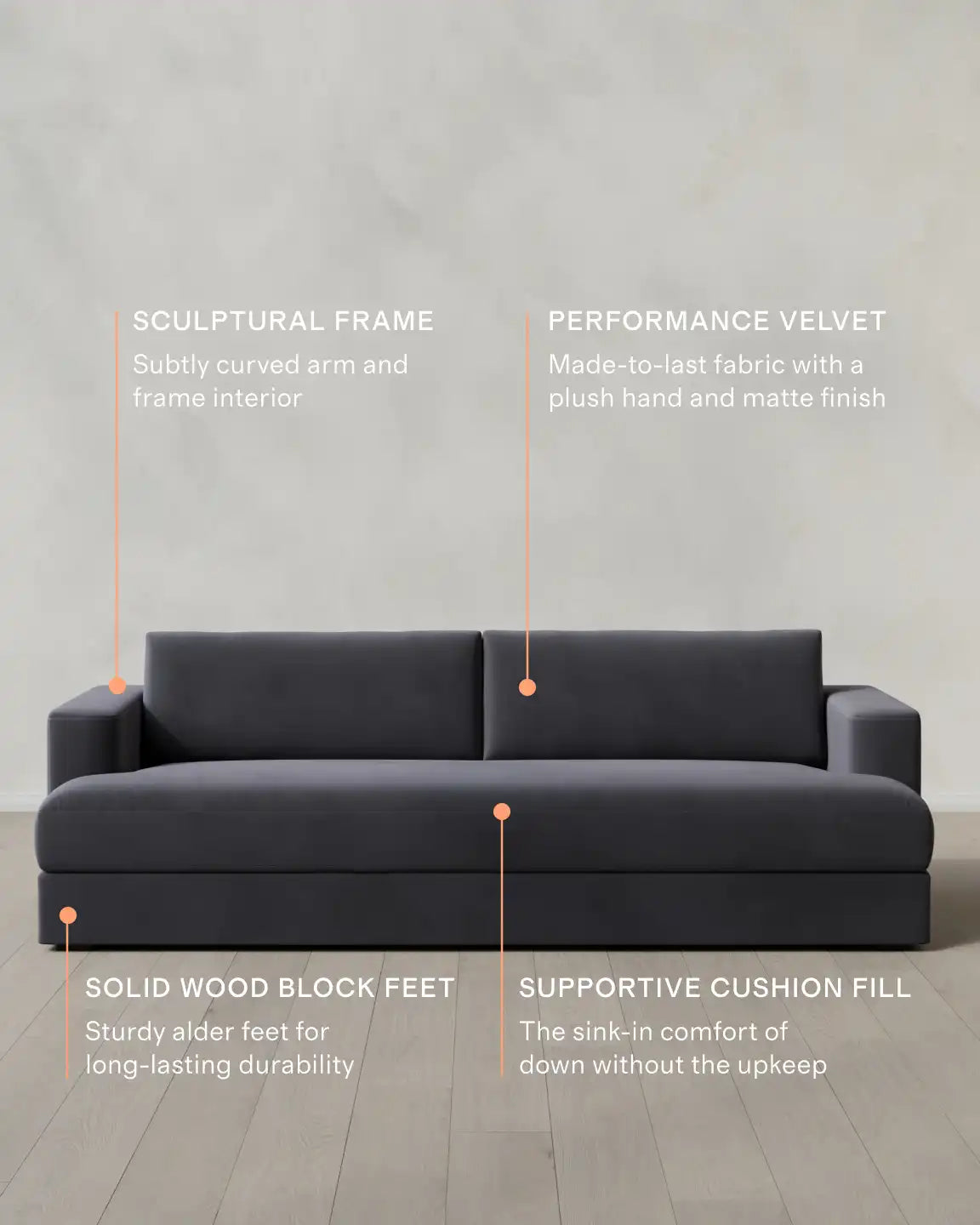Sierra Curved Arm Sofa in Performance Velvet
