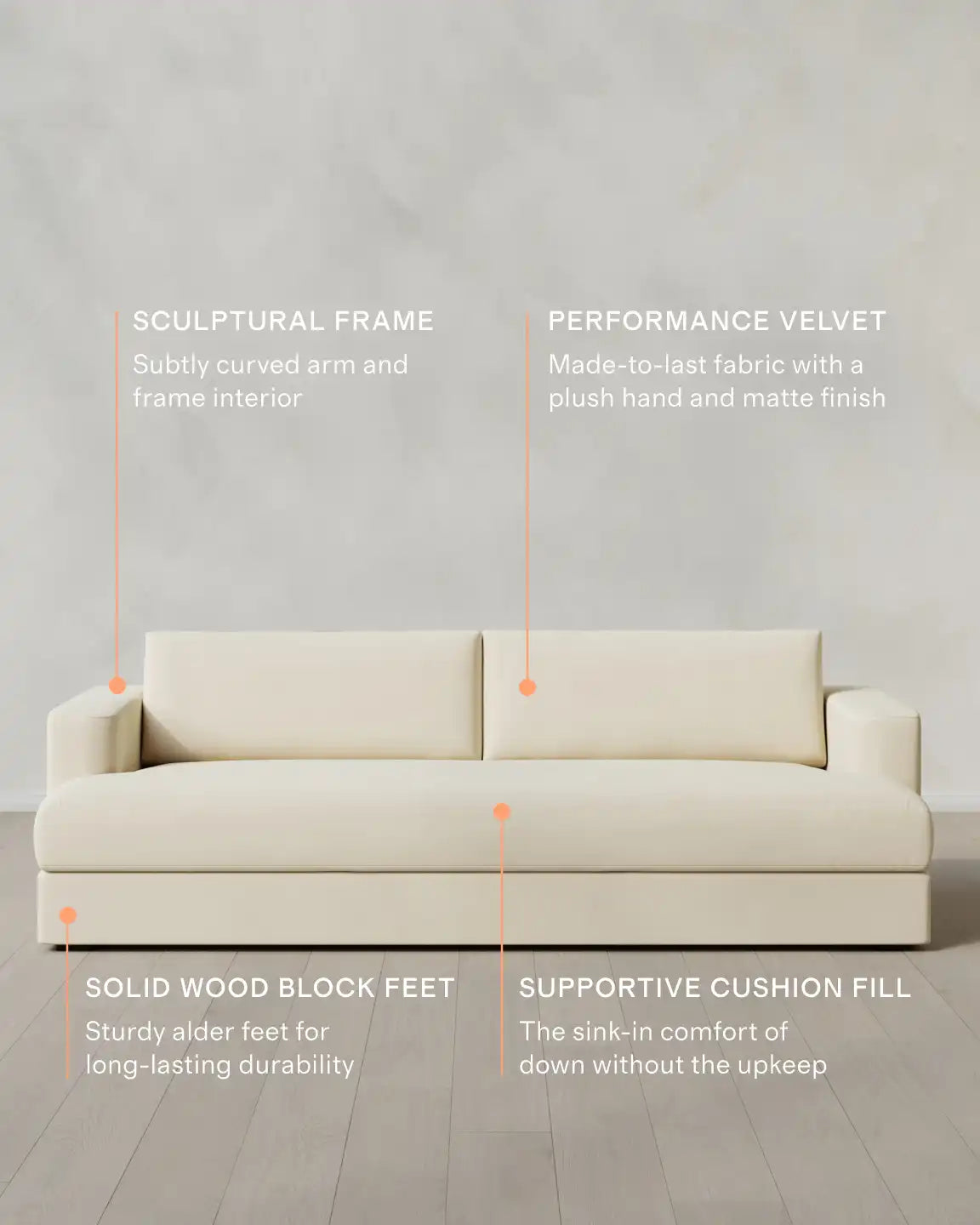 Sierra Curved Arm Sofa in Performance Velvet