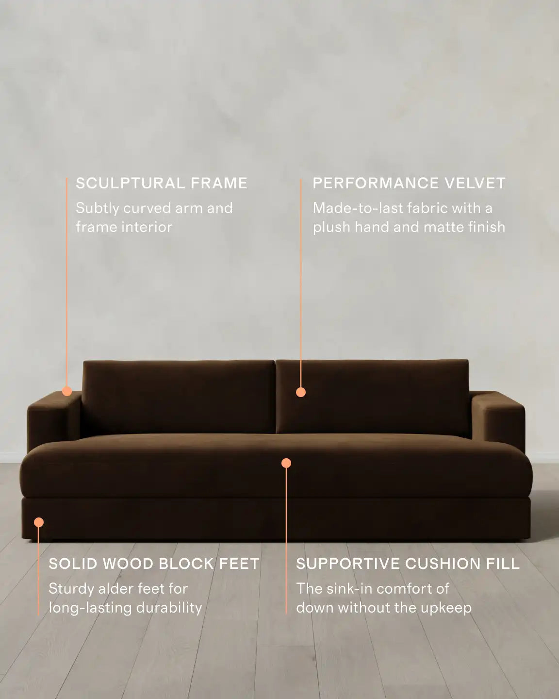 Sierra Curved Arm Sofa in Performance Velvet