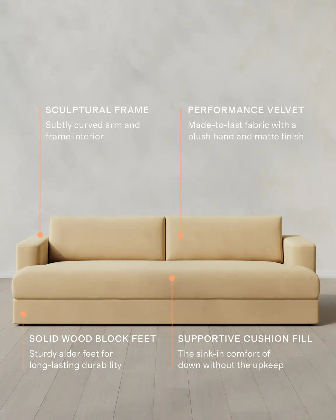 Sierra Curved Arm Sofa in Performance Velvet
