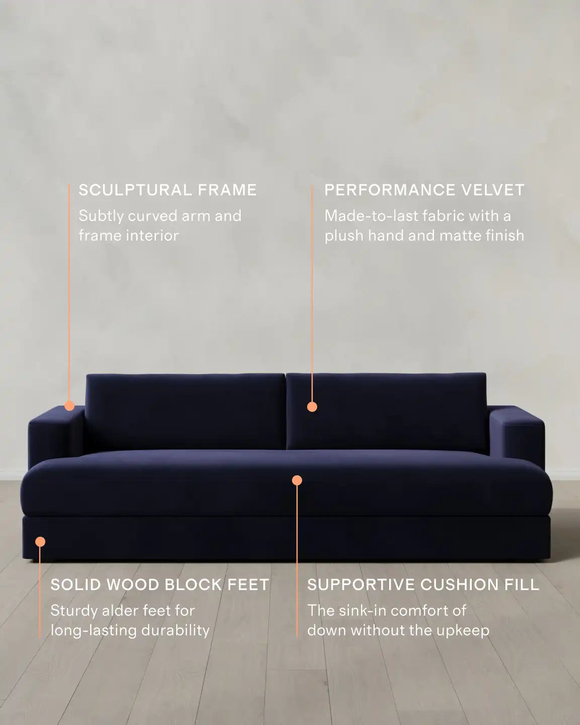 Sierra Curved Arm Sofa in Performance Velvet