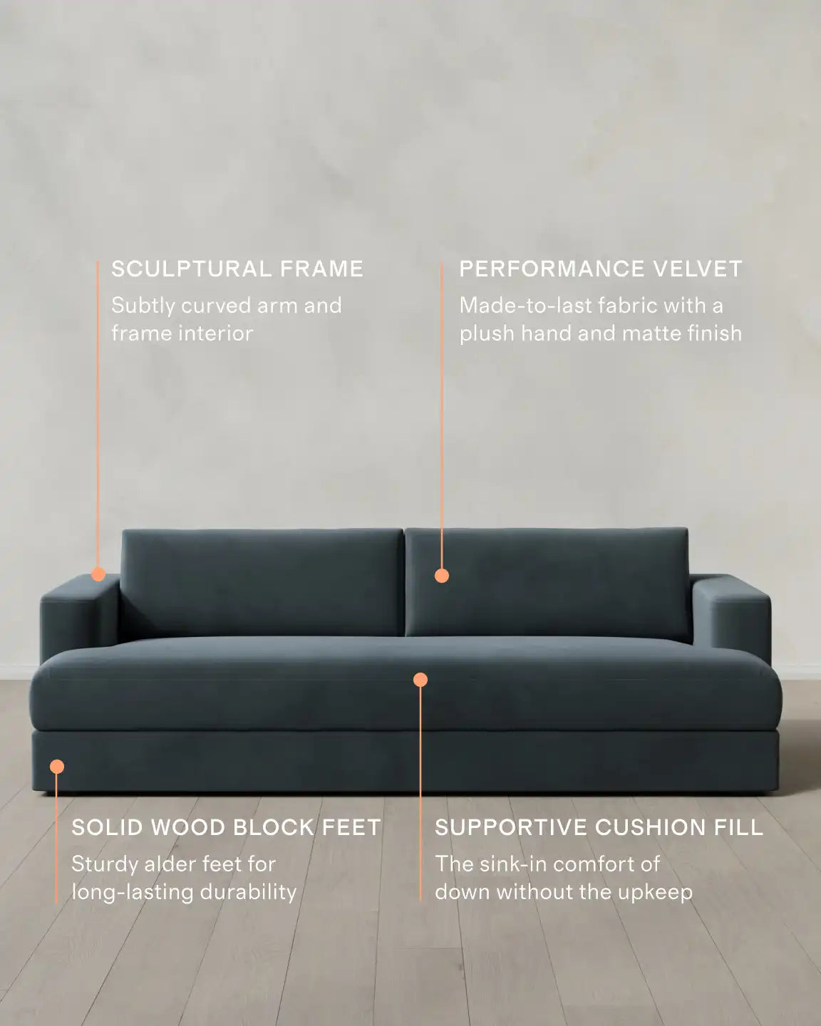 Sierra Curved Arm Sofa in Performance Velvet