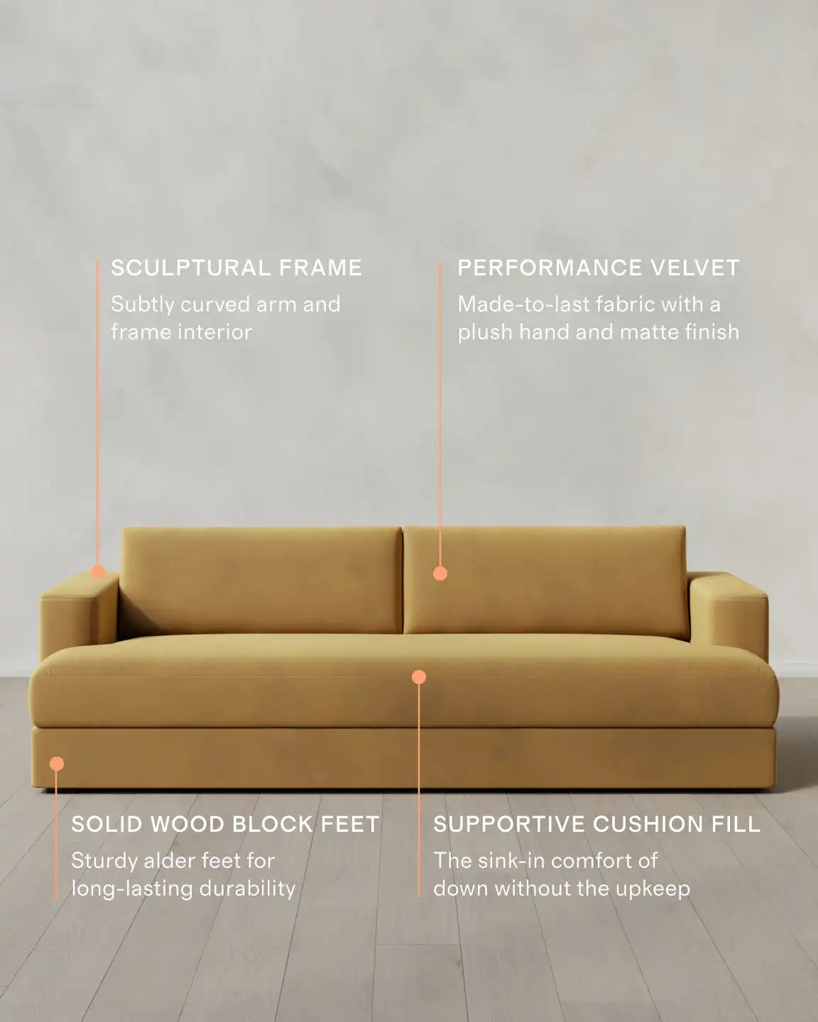 Sierra Curved Arm Sofa in Performance Velvet
