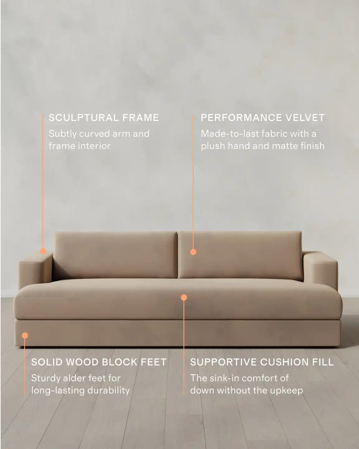 Sierra Curved Arm Sofa in Performance Velvet