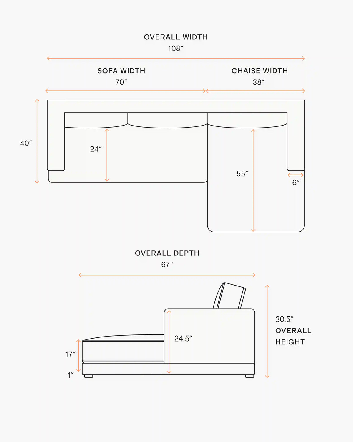 Sierra Curved Arm Chaise Sectional in Leather