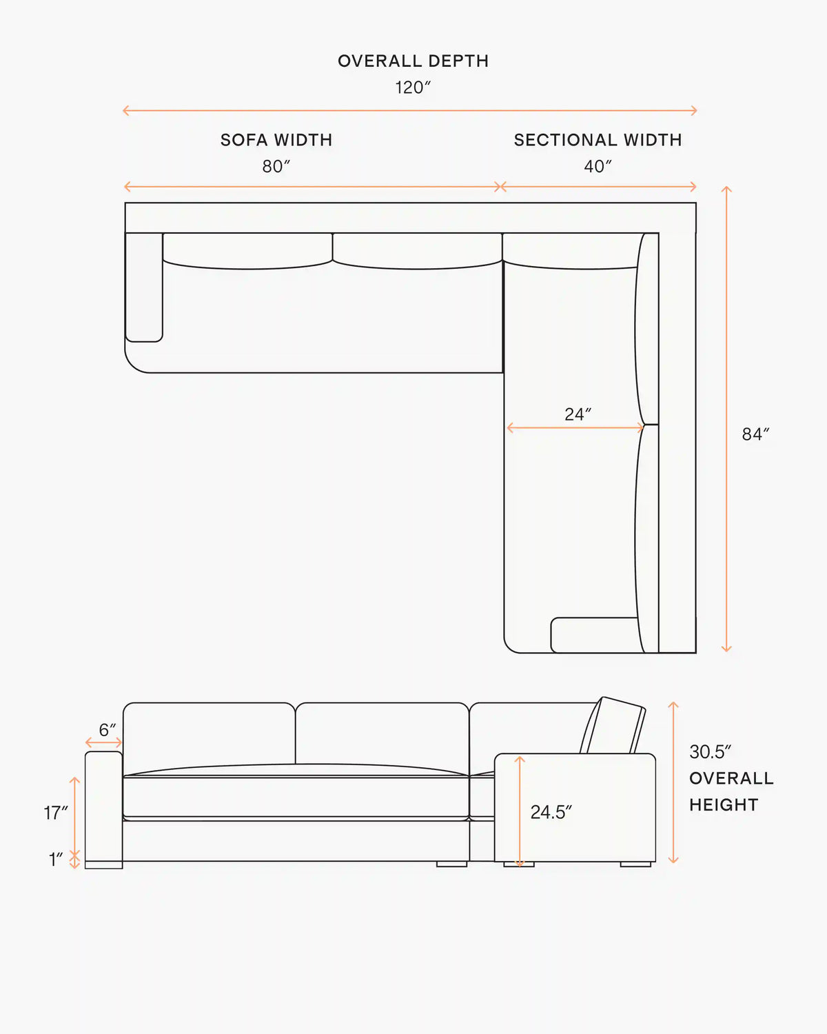 Sierra Curved Arm L Sectional in Leather