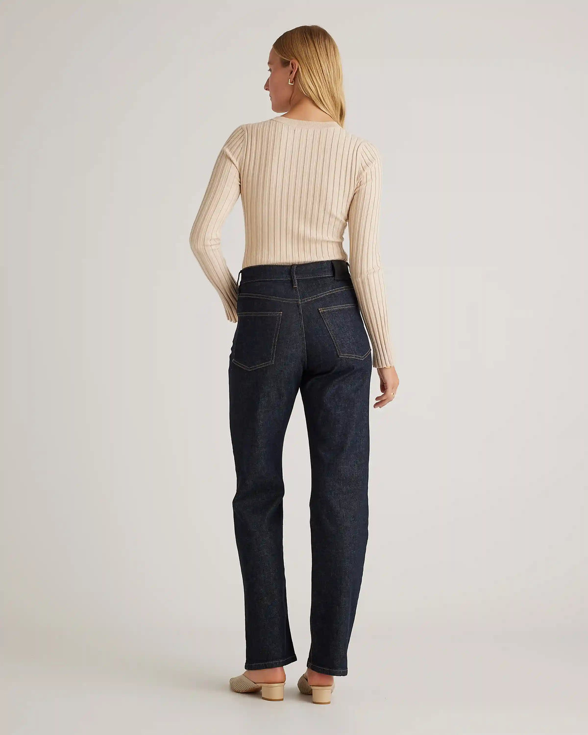 Cotton Cashmere Ribbed Long Sleeve Sweater