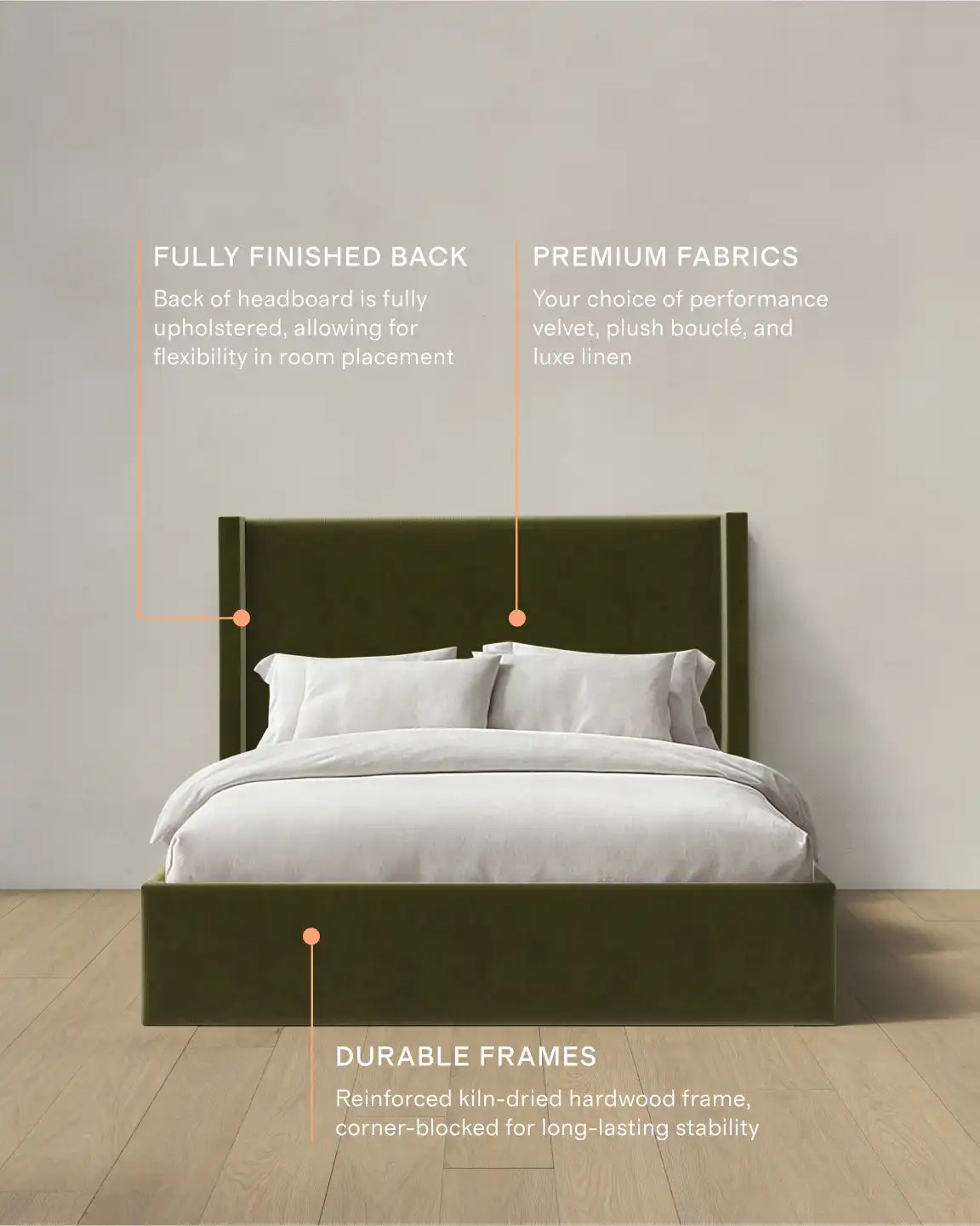 Wingback Bed in Performance Velvet