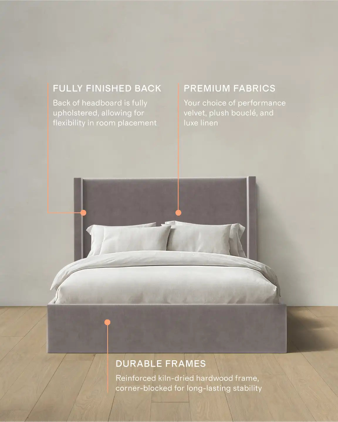 Wingback Bed in Performance Velvet