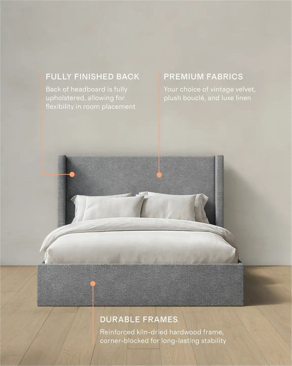 Plush Boucle Wingback Bed