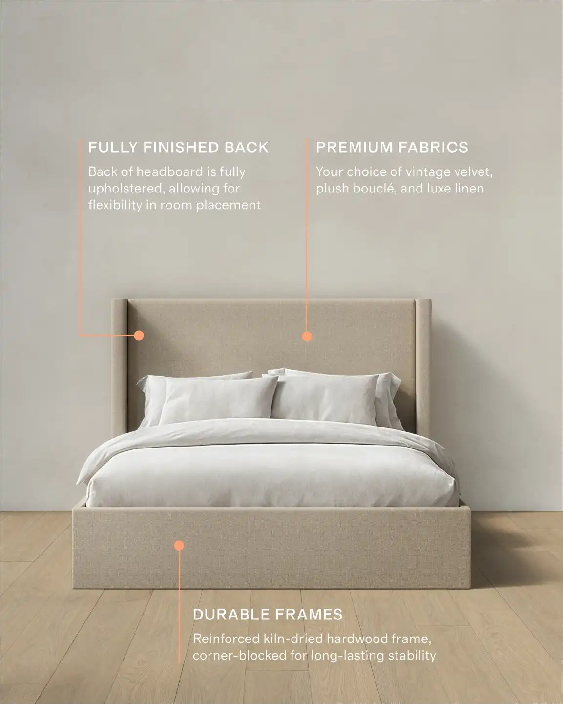 100% Linen Wingback Bed