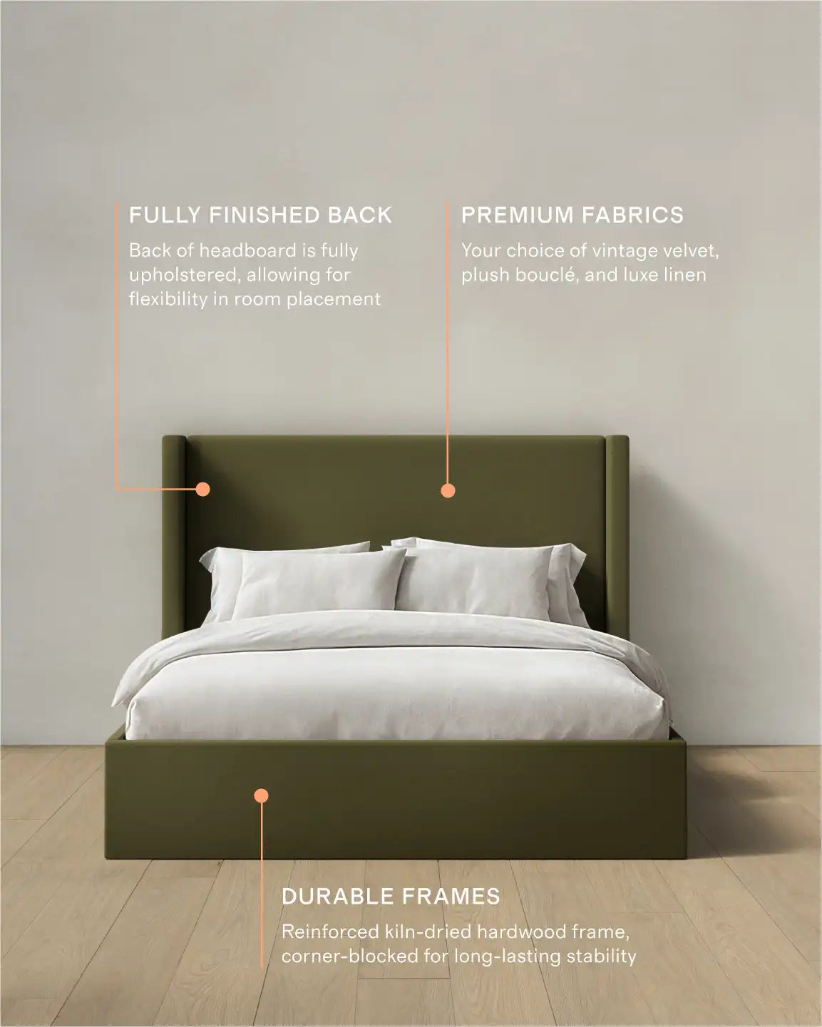 100% Linen Wingback Bed