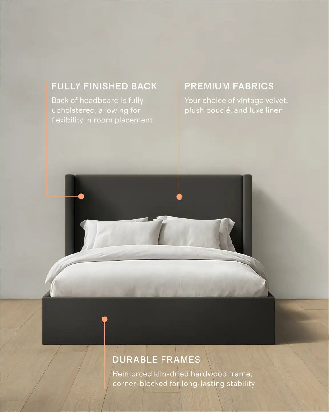 100% Linen Wingback Bed