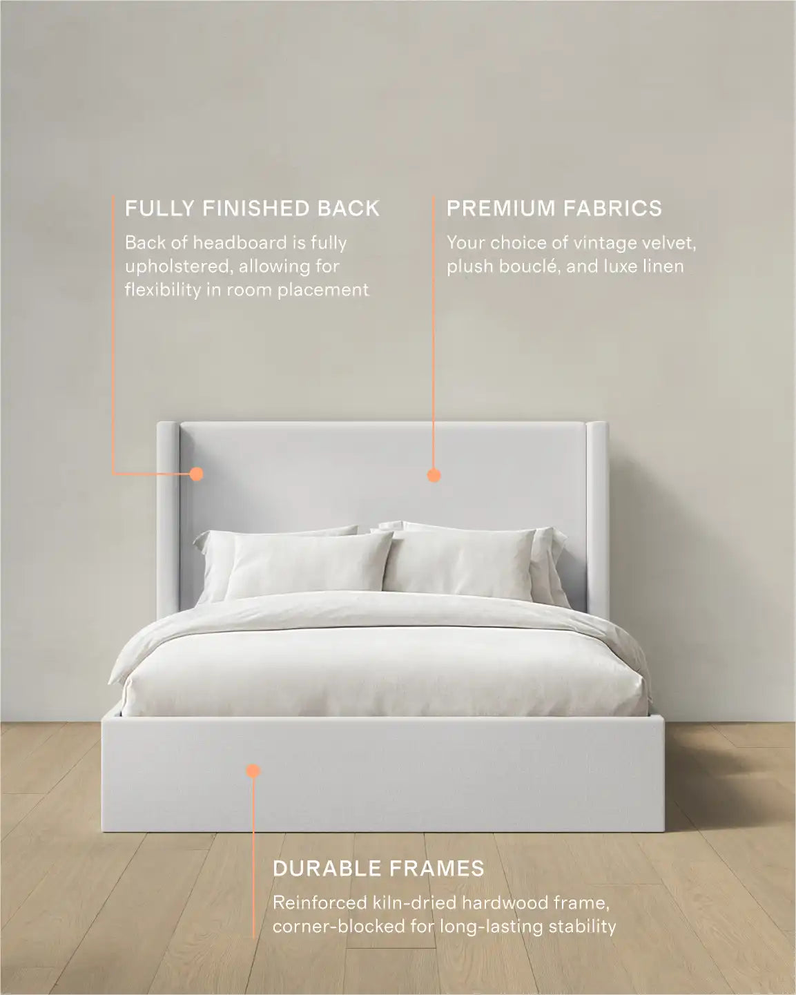 100% Linen Wingback Bed